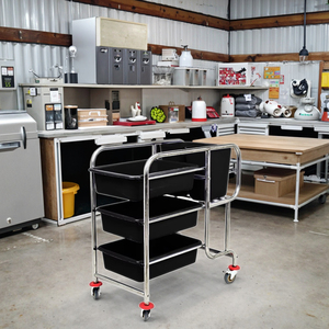 Vente de fournitures de <span class=keywords><strong>restaurant</strong></span> établi en acier inoxydable ensemble argenté emballage de style personnalisé chariot de collecte moderne en acier inoxydable - Product Image 4