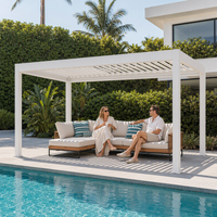 Pergola bioclimatique motorisée d'extérieur, toit à lames orientables rétractables, gazebo, auvent en aluminium, balcon