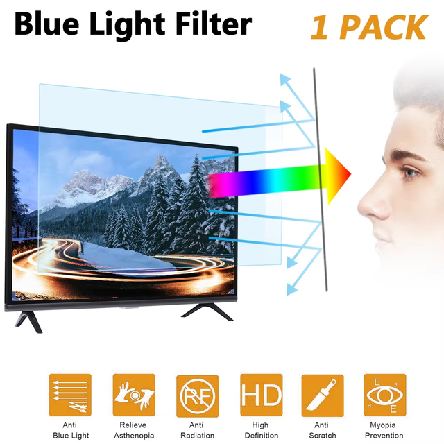 Blue Light Cut Filter TV Anti Glare Screen Protector Film Protect You Eyesight for 32-70 Inch Custom Any Size Scratch Resistant