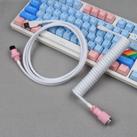 Câble USB-C enroulé pour claviers mécaniques de gaming, conception aviateur à double gaine, conducteur en cuivre pur, gaine en nylon, garantie 12 mois
