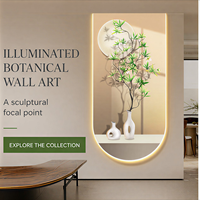 Vase en bambou vert, art mural en cristal LED, panneau botanique éclairé pour hall d'entrée, hôtel, intérieurs modernes de luxe