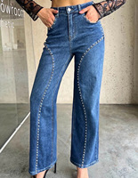Jean large asymétrique décontracté en denim patchwork pour femme, deux pièces, haute qualité, tendance, vente chaude