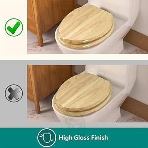 Abattant de toilette en bois allongé antidérapant moderne, tendance et élégant, de bonne qualité, en bois massif, finition brillante - Product Image 4