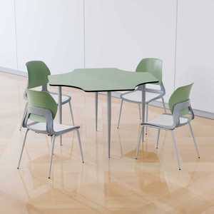 Lin Ying Four Seat Art Training <b>Desk</b> Chair <b>Set</b> Modern Minimalist Style School Use Board Material - Product Image 1