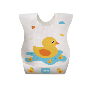 Disposable Baby Bibs Arc Type Waterproof Feeding Bibs For 0-12 Months Kids With Duck Pattern - Product Image 1
