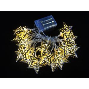 20 luces LED de Navidad con forma de estrella dorada, color blanco cálido, funcionan con pilas, 3+0,5 m - Product Image 1