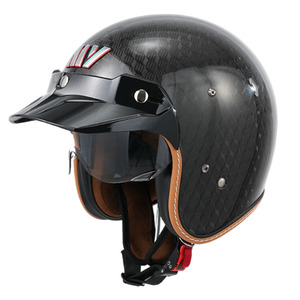 Retro Cổ Điển Mở Mặt Xe Máy Mũ Bảo Hiểm Với Dây Đeo Bằng Da Dot Được Phê Duyệt Thiết Kế Với Sợi Carbon Loạt - Product Image 6
