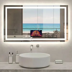 Hospitality/Hotel/Salon Customized Size 3D Mirror LED Lighted Waterproof Bathroom Smart Mirror TV With Light