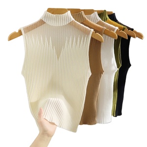 Gilet da donna elegante stile retrò mezzo dolcevita Slim Fit maglione Casual estivo senza maniche <span class=keywords><strong>in</strong></span> abbigliamento corto all'ingrosso taglie forti - Product Image 1
