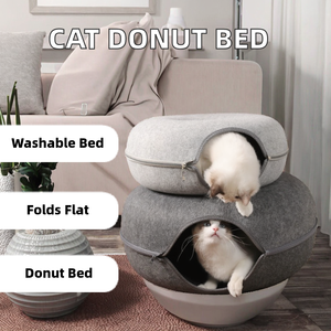 Cuccia Moderna Eco-Friendly a Forma di Dado per Gatti, Design a <span class=keywords><strong>Tunnel</strong></span> in Feltro Corto, per Cani di Piccola Taglia, con Motivo Solido - Product Image 2