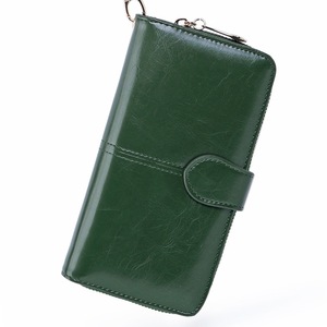 Delle signore del commercio all'ingrosso oliato cuoio dell'unità di elaborazione dell'annata di stile alla <span class=keywords><strong>moda</strong></span> borsa lunga delle donne della chiusura lampo del raccoglitore per la signora - Product Image 3