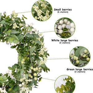 Seven Luo Eucalyptus Artificial Berry <b>Wreath</b> 18 In Plastic Home Decor <b>Door</b> Hanging <b>Easter</b> Decoration - Product Image 3