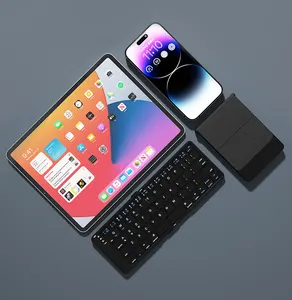 Đen có thể gập lại BT không dây gấp bluetooth Bàn phím QWERTY bố trí Touch Pad Bàn phím không dây