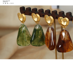 Multi Colors Resin <b>Dangle</b> <b>Earrings</b> for Women | 18K PVD <b>Gold</b> Plated Stainless Steel | Waterproof, Hypoallergenic & Non-Fading - Product Image 5