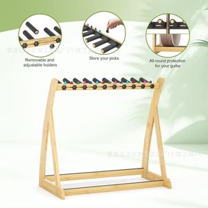 Estante de almacenamiento para guitarra de madera, soporte de suelo de madera maciza, organizador multiinstrumento, expositor para estudio en casa - Product Image 3