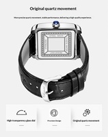 Montre à quartz rectangulaire pour homme, montre-bracelet analogique pour affaires, boîtier en alliage de 35 mm, bracelet en cuir, affichage de la date, luminescent, résistant à l'eau