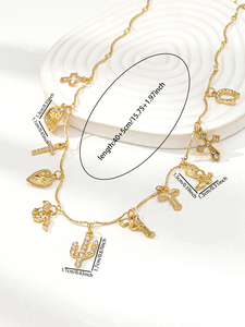 Phụ Nữ Của Phương Tây Cowgirl Khởi Động Pistol Xương Rồng Quyến Rũ Vòng Cổ Thời Trang Mặt Dây Chuyền Vòng Cổ Chữ Thập Trái Tim Thép Không Gỉ Mỹ - Product Image 4