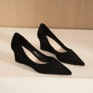 Chaussures compensées à bout pointu en daim, à enfiler, semelle extérieure en caoutchouc souple, toutes saisons 5222C - Product Image 3
