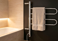 Sèche-serviettes chauffant chromé de qualité supérieure pour salle de bain, anti-moisissure, avec interrupteur indépendant, accessoires de salle de bain