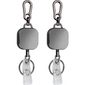 Amazon grande vendita 2 pezzi porta Badge identificativo retrattile per impieghi gravosi portachiavi quadrato con gancio per moschettone per uso in ufficio