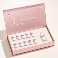 Rosafarbene Perlglanz-Titan-Magnetbox mit individuellem Logo, Ampullen-Serum-Set, Schaumstoffeinlage, luxuriöse Kosmetik-Geschenkverpackung für Damen