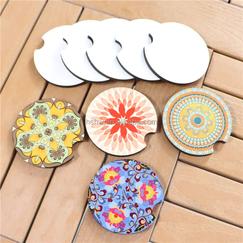 Car Accessories Anti-slip Sublimation MDF Blank Car Coaster