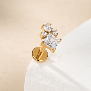 Toposh плоская спинка, модные хрящи ASTM F136, стержни с внутренней резьбой, титановые серьги с бриллиантами, серьги для пирсинга, ювелирные изделия - Product Image 3