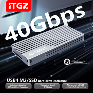 Boîtier externe pour SSD M.2 NVMe ITGZ <span class=keywords><strong>Thunderbolt</strong></span> 4/<span class=keywords><strong>3</strong></span> en aluminium, 40 Gbps, port USB 4.0 Type-C, ventilateur de refroidissement complet, <span class=keywords><strong>disque</strong></span> <span class=keywords><strong>dur</strong></span> - Product Image 2
