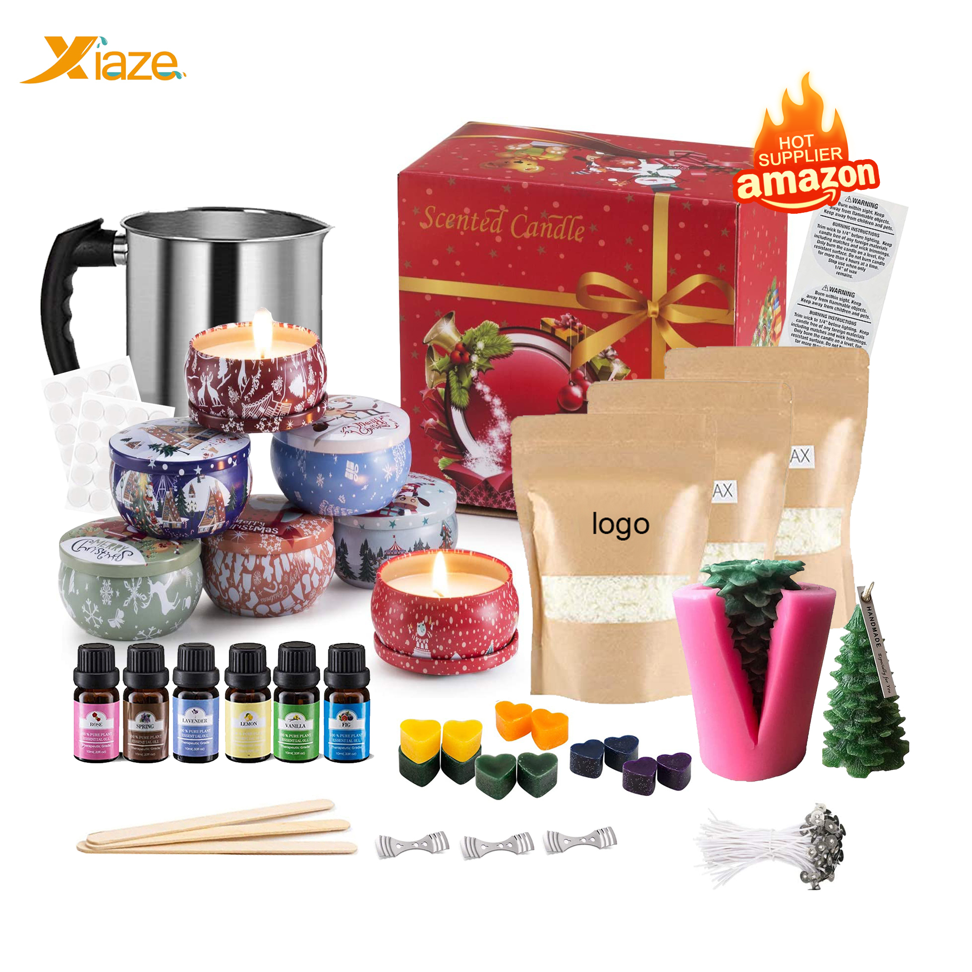 wholesale aroma soy wax professional manufacture christmas tree silicone mold luxury scented candles making kit