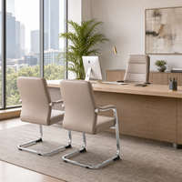 Chaise de conférence ergonomique en cuir avec base cantilever, en cuir pleine fleur brésilien, pour réunions de direction et visiteurs
