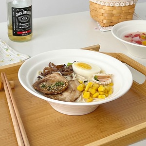 Tazón de ramen japonés minimalista de color blanco puro, de 7 a 8 pulgadas, de color sólido, apto para microondas, para sopa, para hoteles, comida y bebidas. - Product Image 1