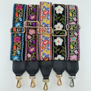 Tali tas kustom tali bahu kulit lebar 5cm yang dapat diatur tali bordir Jacquard - Product Image 1