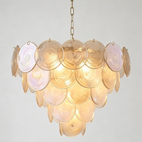 Lustre en verre de style italien moderne, luminaire suspendu en verre irisé superposé, lampe suspendue pour îlot de cuisine, restaurant