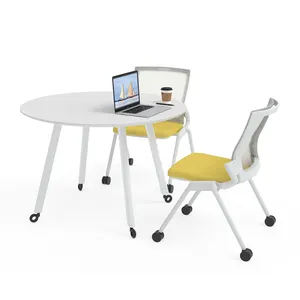 현대 미니멀 한 사무실 리셉션 룸 작은 라운드 테이블 협상 이동식 협업 책상