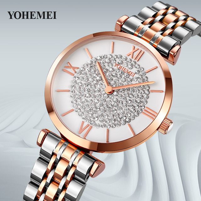 New Design Brand Business Quartz Ladies Watch Stainless Steel Waterproof Female Wristwatches Luxury Watch Full Crystal Diamond