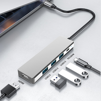 Adaptador USB C Multifunción 5 en 1, Hub USB-C a USB 3.0 con Carga PD de 100W, Salida de Video 4K 30Hz para TV