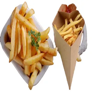 Usa e getta Kraft patatine fritte cibo cono di carta su misura porta via il cono Crepe, cibo coni di carta, bolle cialde cono di carta