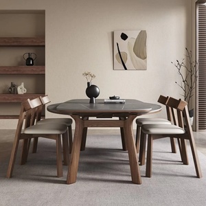 Juego de Comedor de Madera Maciza con 4 Sillas Diseño Moderno para Casa Apartamento Villa Hotel Cocina y Sala de Estar Muebles de Interior - Product Image 1