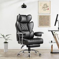 Fauteuil de bureau exécutif moderne de luxe en cuir pivotant avec cadre en acier inoxydable, hauteur réglable, vérin à gaz à 2 étages