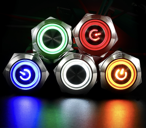Platte Knop 20a Metalen Drukknop Schakelaar 1no1nc 24V/12V Led Serie Licht Ip67 Voeding - Product Image 1