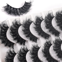 D Curl Winged Cat Eye Dicke, flauschige Faux-Nerz-Wimpernstreifen auf weißer Palette – Volumen-Kunstwimpern für Fotoshootings & Social Media Vlogs
