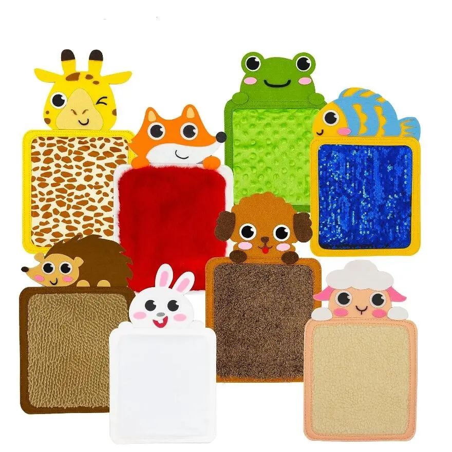 3D Fabric Book sensory Toys for Autistic Children Custom Animals Printing Soft Sensory Crinkle Cloth Feel and Touch Baby Dog Toy