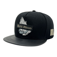 Bordado personalizado parche Logo Flat Bill Caps PU de alta calidad de cuero de ala Snapback Cap
