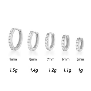 Fashion <b>Cuff</b> <b>Earrings</b> Rhinestone Zircon Zinc Alloy Geometric Design For Women Small Delicate Round Studs - Product Image 5