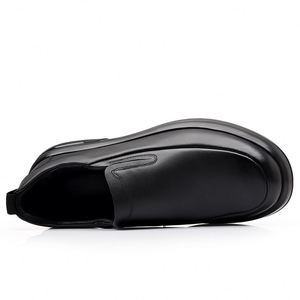 Nouvelles baskets en cuir de vachette respirantes pour hommes, chaussures plates de haute qualité pour le bureau, mocassins noirs à enfiler en cuir véritable, marque tendance - Product Image 5