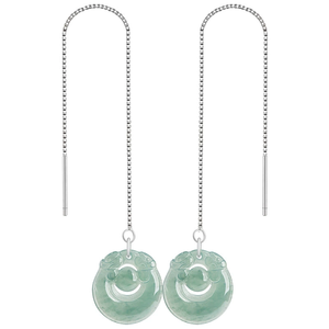Natural <b>Emerald</b> A-grade Blue Water Double Dragon Playing S925 Silver Ear Wire Forever Star Classic Wedding Ice-grade Jadeite - Product Image 3