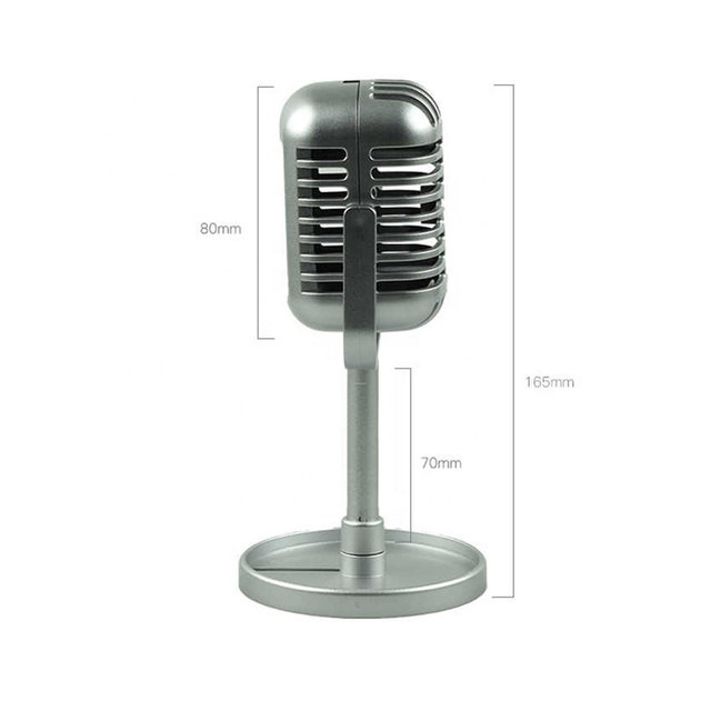 Classic Retro Simulation Vocal Microphone Portable Vintage Microphone for Photography Stage Performance, Gold, Silver, Black