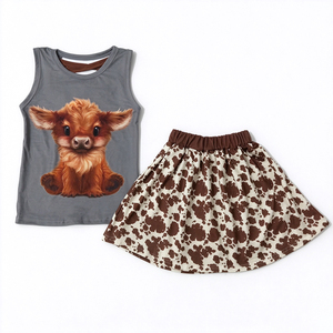 OEM ODM Milk Silk Print <b>Girls</b> 2 Pcs Outfit Ruffle Toddler Short <b>Set</b> Cartoon Floral Kids <b>Clothing</b> <b>Set</b> - Product Image 1