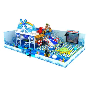 Kids Indoor Playground Equipment Naughty Castle Ocean Theme Blue Commercial Playground With Slide Soft Play