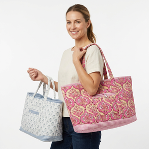 Juego de Bolsos Tote de Algodón de Color Sólido con Cierre de Cremallera Hechos a Mano, Bolsos de Hombro para Compras, Combo Dolly Enterprises Rajasthan para Oficina y Viajes - Product Image 1